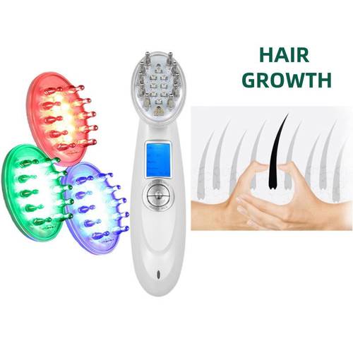 通用电动彩光按摩器头部振动按摩仪器头皮按摩仪红蓝光护发按摩梳