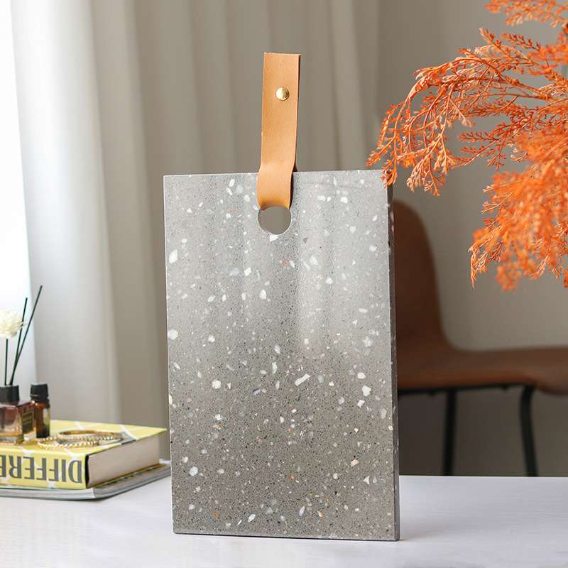 轻奢大理石皮革砧板几何长方形摆件样板房展厅厨房陈设托盘装饰品