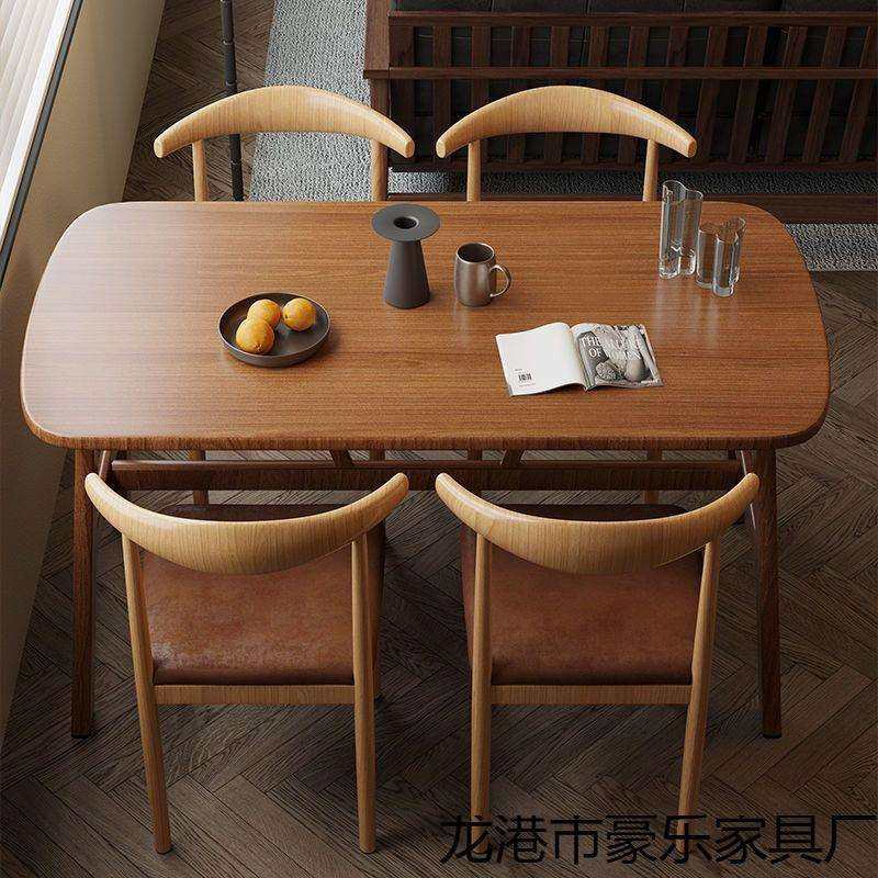 餐桌家用小户型吃饭桌子简约长方形铁艺餐桌椅子商用餐馆桌椅组合