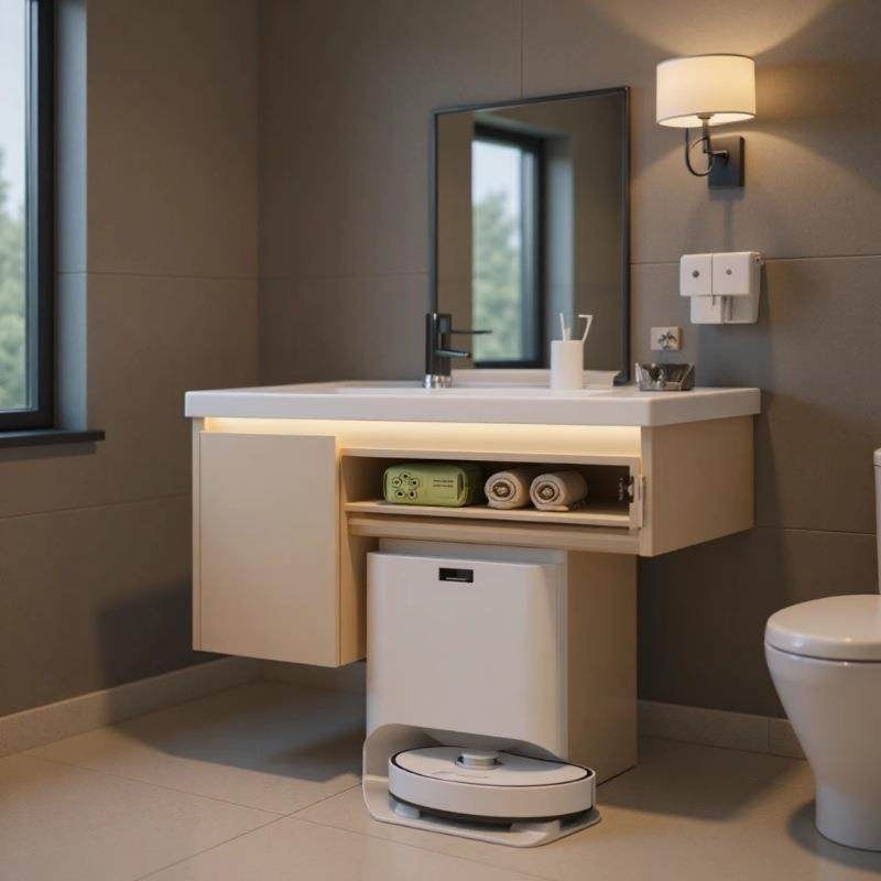 加厚蜂窝铝浴室柜扫地机器人陶瓷一体盆基站组合洗手台小厨宝侧柜