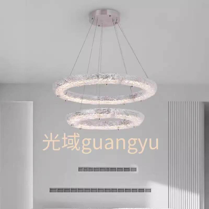 新款德国轻奢冰丝玻璃圆形客厅吊灯简约现代拉丝吧台大厅灯