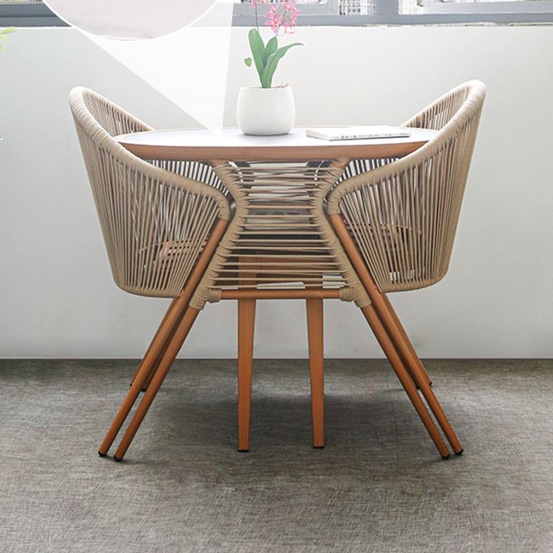 现代户外阳台茶桌椅组合户外休闲茶几藤椅铝合金藤编椅小桌椅