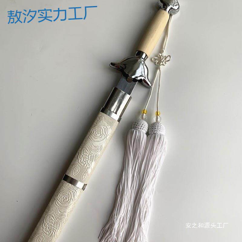 py白色太极剑晨练武术表演训练软剑响剑舞蹈拍照古装儿童成人未开