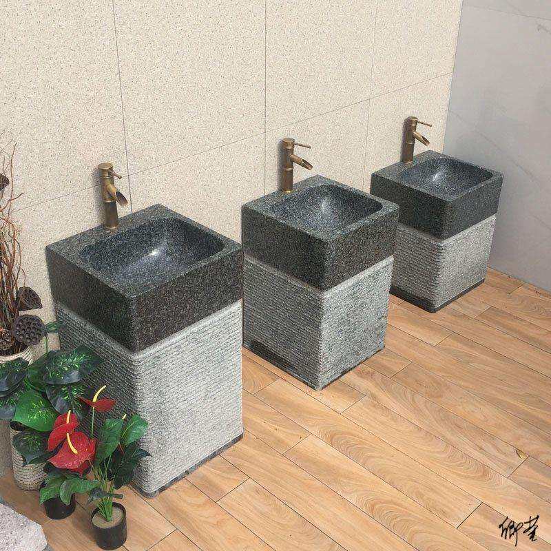 庭院水池台盆石头复古幼儿园户外儿童流水拖把池大理石水槽立柱