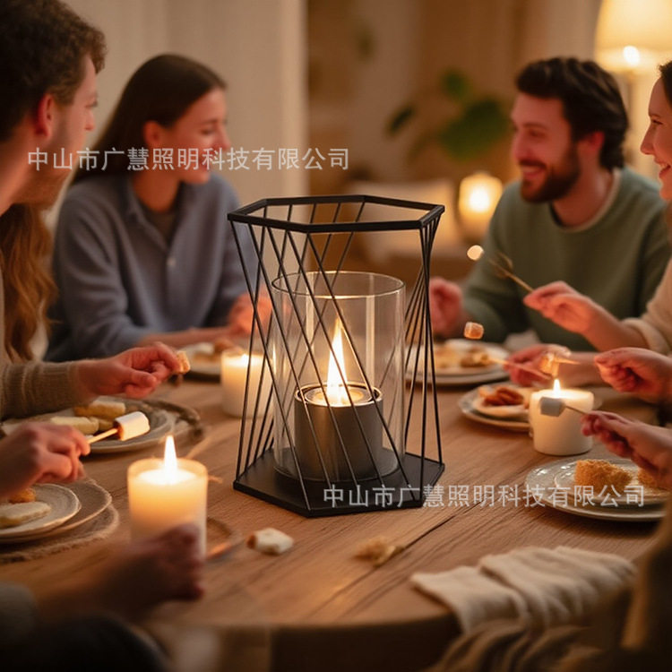 跨境新款桌面六边形酒精壁炉灯室内小型便携式取暖火炉创意氛围灯
