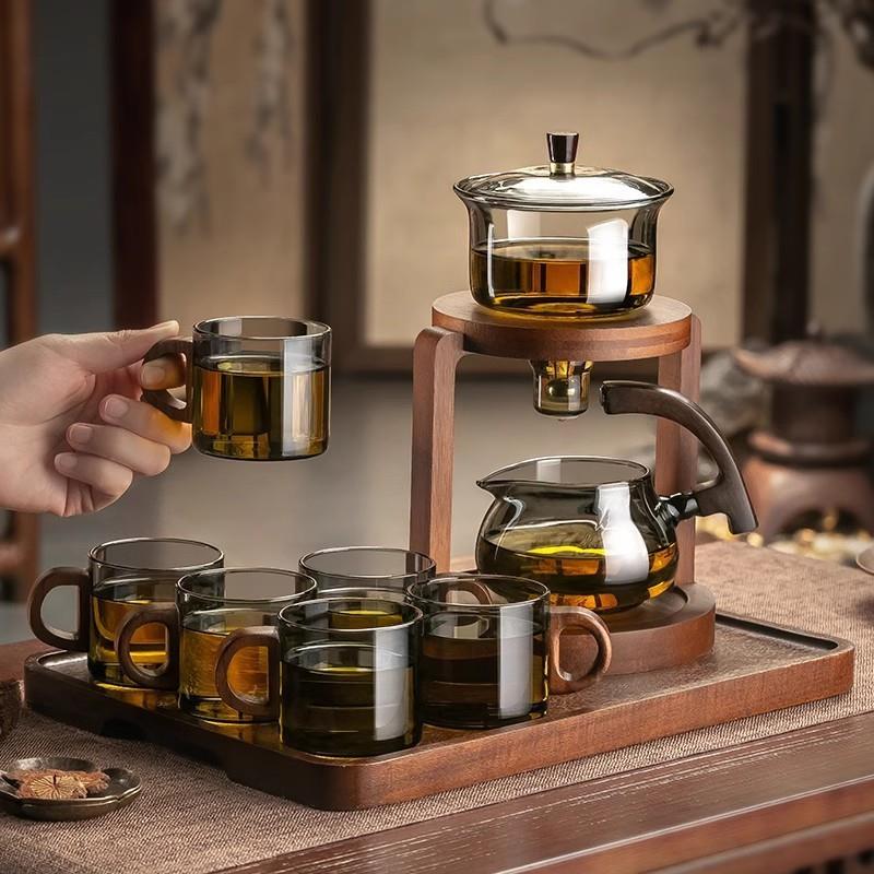 玻璃自动茶具套装家用轻奢高挡磁吸泡茶壶茶杯办公室懒人泡茶神器