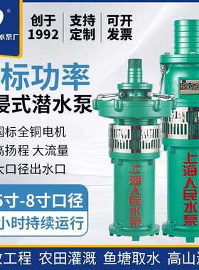SRSC上海人民QY系列380V充油式潜水家用抽水泵高扬程喷泉农用灌溉