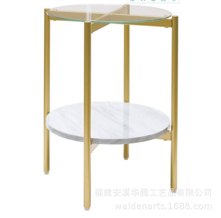 简约现代玻璃小圆桌沙发边几创意铁艺圆形小茶几