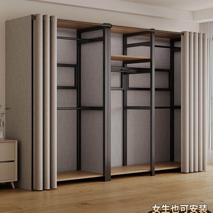 衣帽架落地2025新款开放式挂衣柜家用卧室简约组合衣帽间防尘衣橱