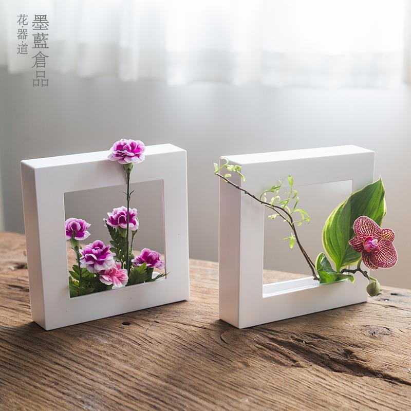 小原流相框画框花器客厅卧室壁挂桌面日式花道花艺创意塑料插花