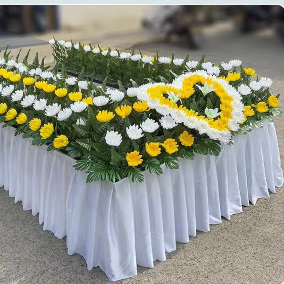 白事孝堂灵堂布置仿真花祭台