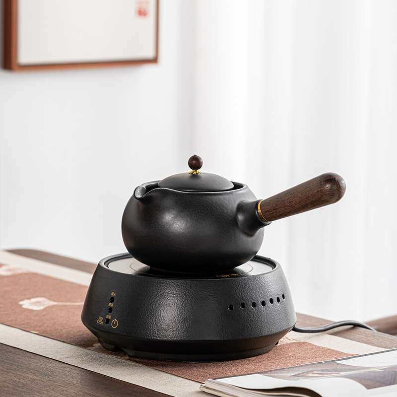 电陶炉煮茶器耐高温蒸煮黑陶侧把玻璃壶烧茶炉家用煮茶炉泡茶套装