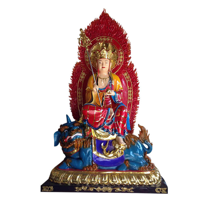 玻璃钢树脂塑像坐兽地藏王菩萨雕像彩绘贴金地藏王雕像