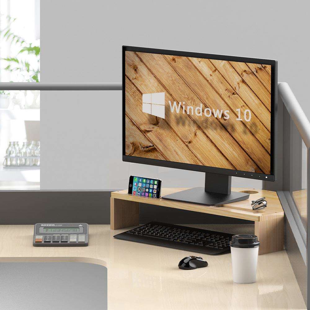 实木办公桌转角电脑显示器架护颈木质液晶显示器支托架三角形