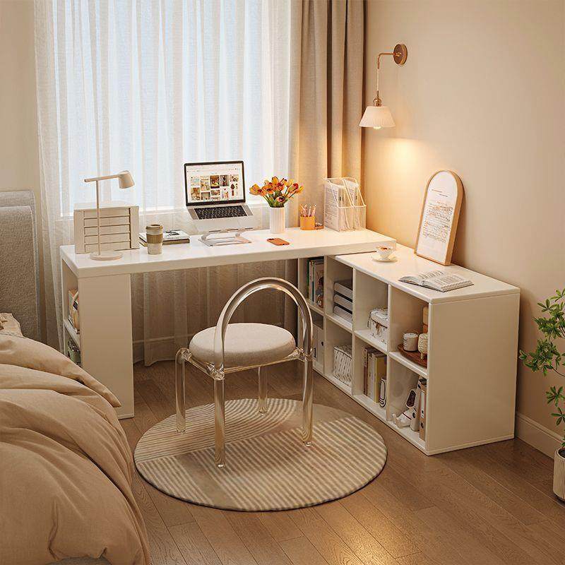 转角书桌家用学习桌子卧室女生梳妆台书柜一体实木l型拐角电脑桌