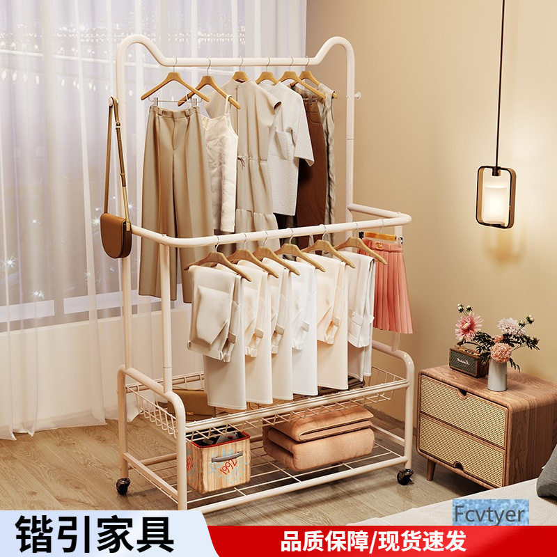 简易衣架落地卧室晾衣架可移动多功能置物架家用房间挂衣服收纳架