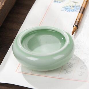 2P80成竹堂墨碟多功能陶瓷碟水盂水碟小笔洗文房四宝盛墨汁用墨盒