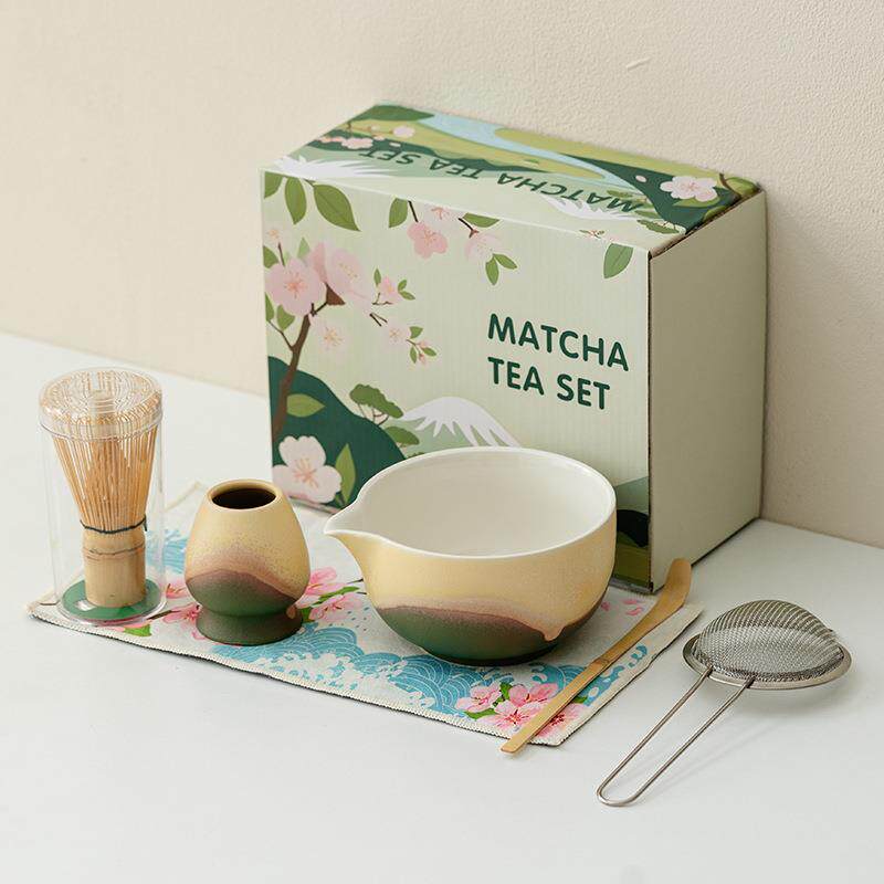 见山-窑变撞色北欧风轻奢抹茶碗百本立套装器型饱满可装热食汤面