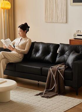 高档沙发家用出租房屋公寓服装店简约卧室双三人黑色皮沙发