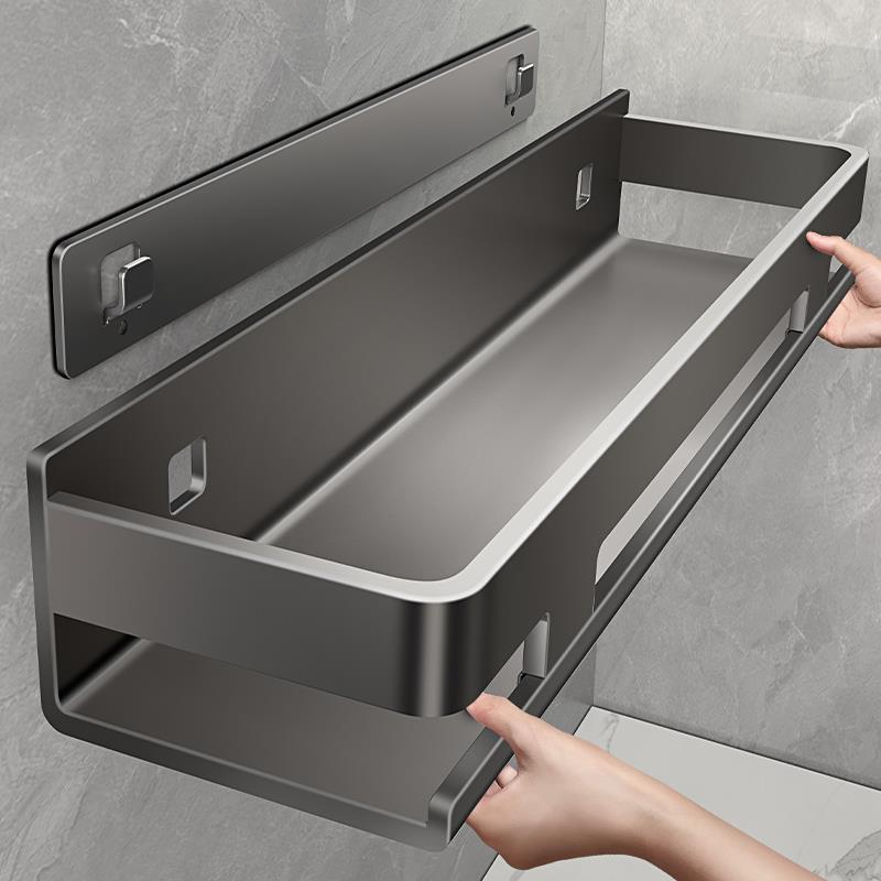 304不锈钢枪灰浴室置物架可拆卸卫生间壁挂式免打孔洗漱台置物架