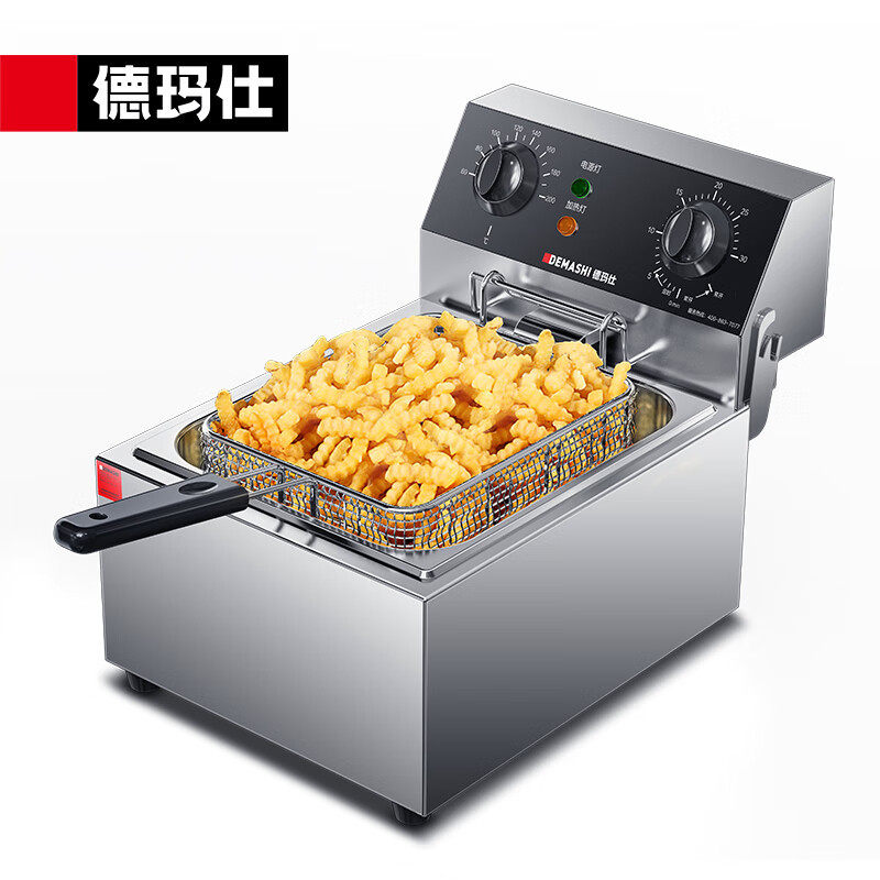 德玛仕商用油炸锅炸鸡排薯条加厚不锈钢单缸双缸电炸炉DZL101D