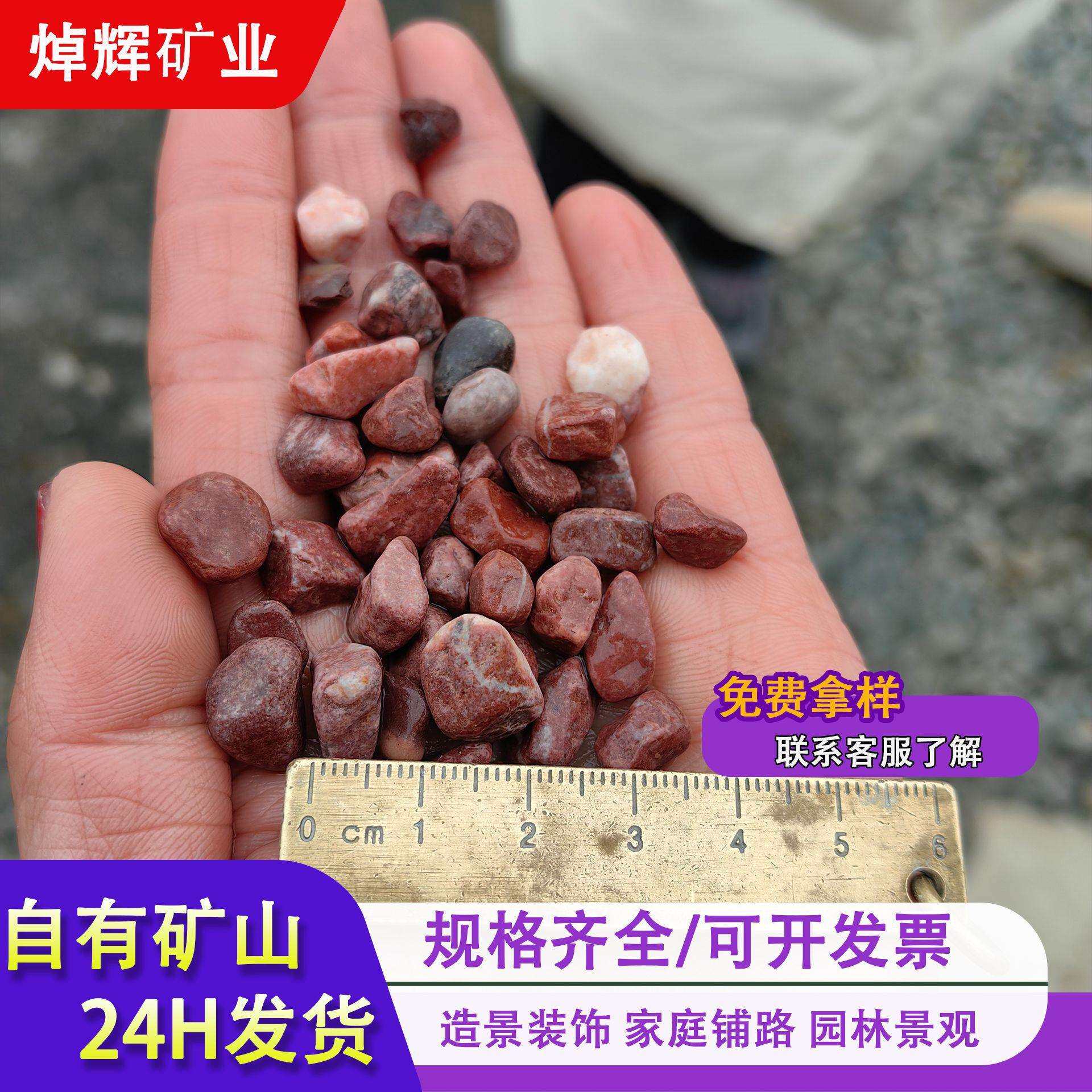 红色碎石卵石胶粘石彩色石子水洗石水磨石洗米石胭脂红