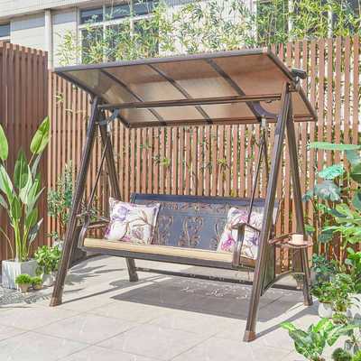 新款户外太阳能秋千庭院双三人吊椅家用艾丽娅秋千阳台室外摇篮椅