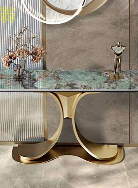 DbU意式岩板铁艺烤漆入户玄关桌设计师创意走廊正对门玄关收纳柜