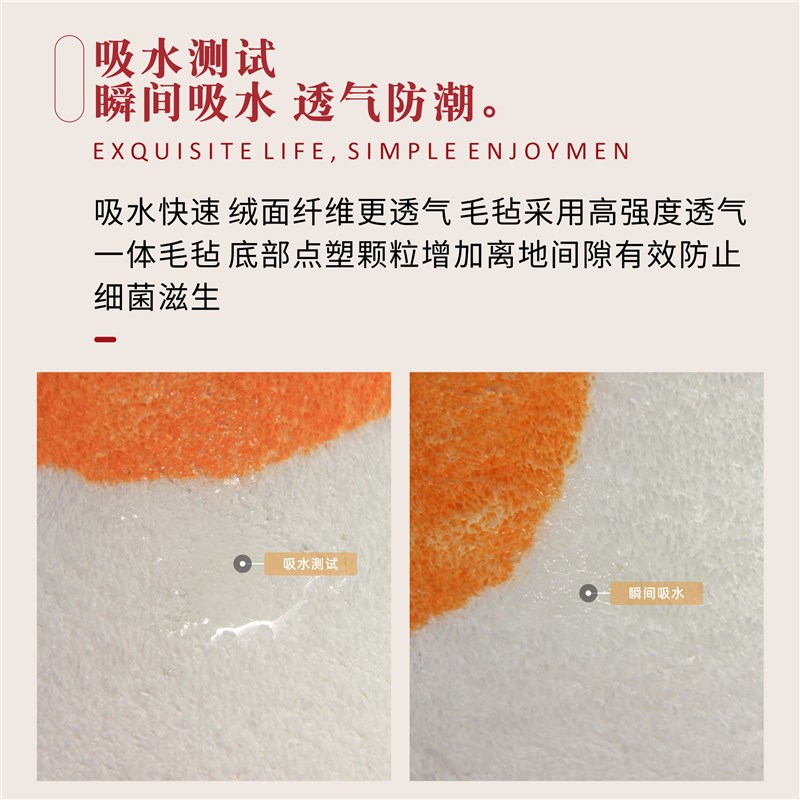 防滑垫易清洗浴室防霉地垫防潮卫生间吸水地垫卧室洗澡间阳台门口