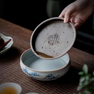 折扣价 复古纯手绘松风壶承足干泡盘高家用青储陶瓷水茶承养壶