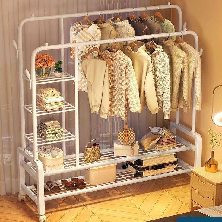 晾衣架落地立式卧室家用衣帽架挂衣架阳台简易加粗晾衣杆晒衣架子