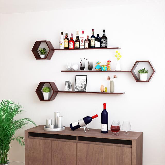 2I书架墙上置物架创意格子客厅餐厅卧室背景墙壁挂式壁柜墙面装饰