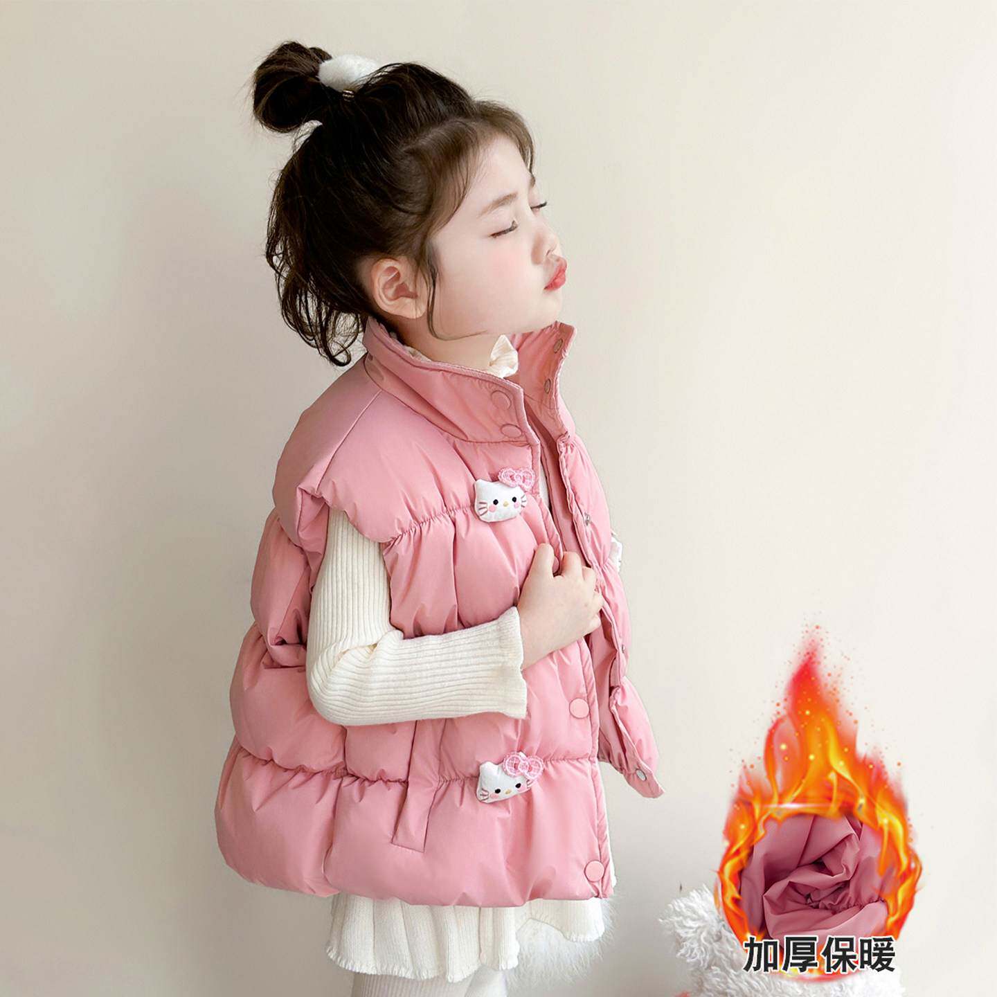 女童羽绒棉马甲秋冬装2025冬季新款儿童加厚坎肩外穿背心夹棉衣服