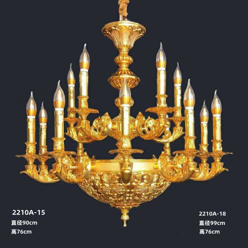 法式别墅复式楼合金吊灯酒店大堂展厅楼中楼客厅玉石欧式灯具低价