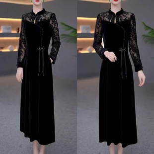 重磅植绒手工钉珠新中式 高定原版 连衣裙高级长裙 下单立减50元