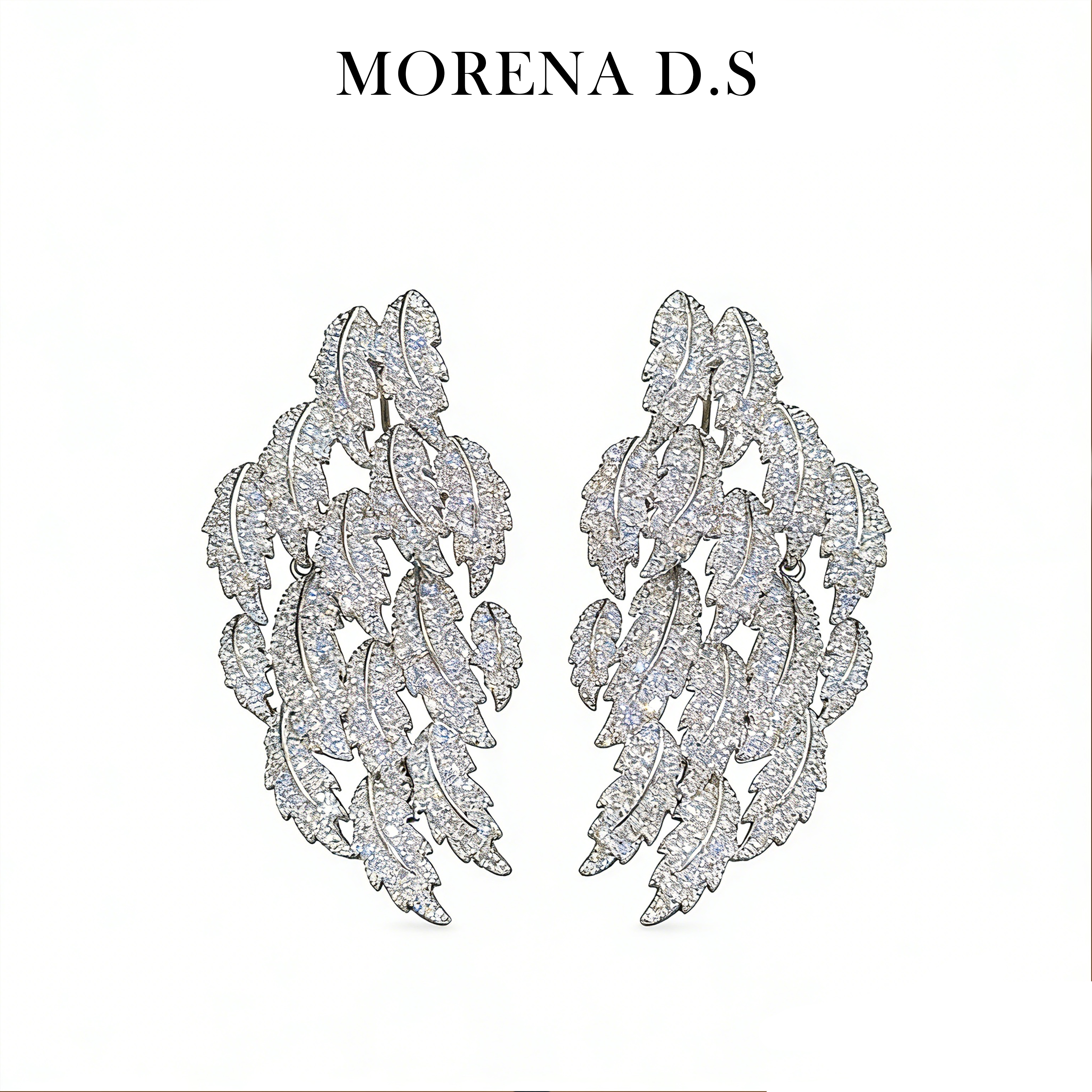 MORENA D.S 银叶瑶光耳坠耳环耳饰银色晚宴配饰饰品