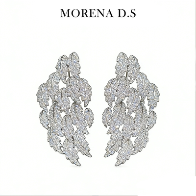 MORENA D.S 银叶瑶光耳坠耳环耳饰银色晚宴配饰饰品