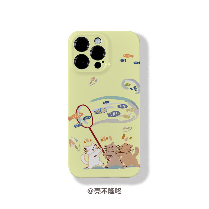 可爱捕鱼猫咪菲林手机壳苹果
