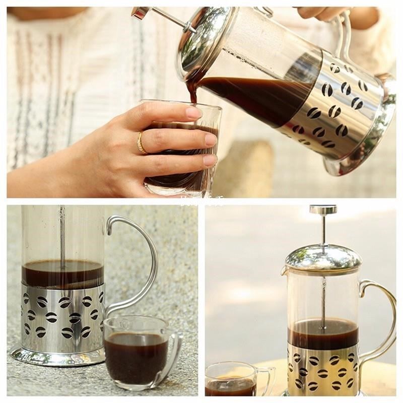 manual coffee espresso maker pot stainless sPteel glass teap