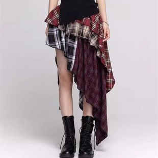 Girl Checkered Style Red Spicyx Patchwork American Design