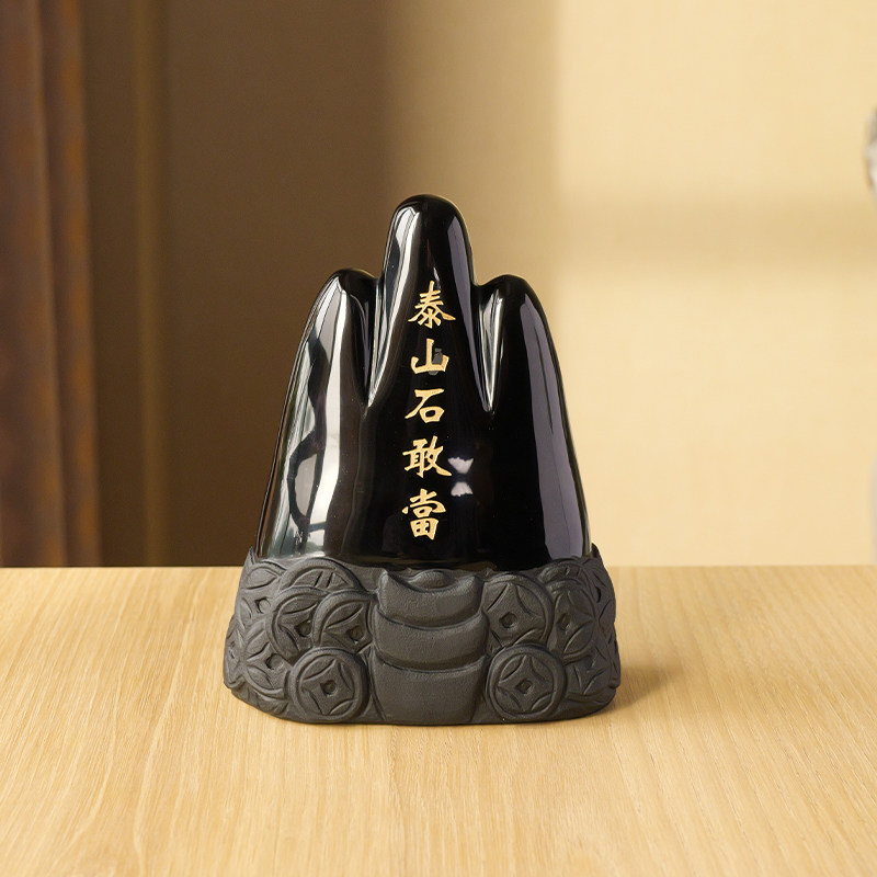 天然黑曜石敢当摆件家居客厅办公桌面摆设乔迁礼物泰山石敢当摆件