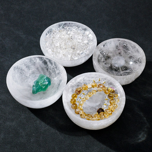 天然白水晶消磁碗首饰收纳摆件