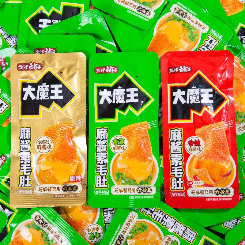 盐津铺子大魔王香菜麻酱魔芋六必居麻酱味素毛肚脆好吃零食散装