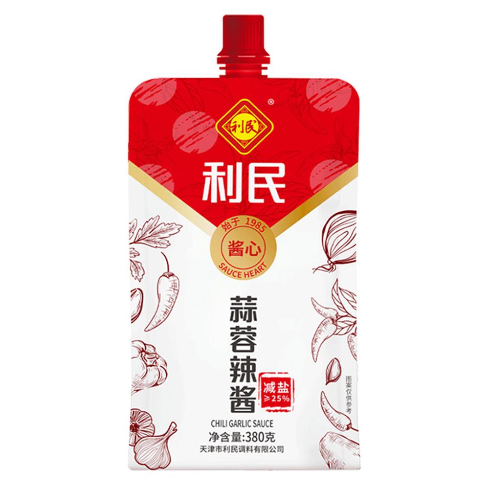 辣酱袋装利民蒜蓉辣酱减盐150g/380g袋装烧烤酱辣椒酱家