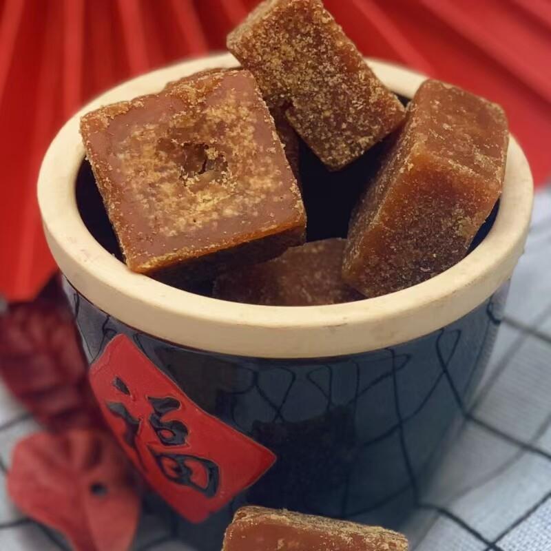 秐村六品甘蔗红糖500g清甜细腻手工制作古法熬制糖块冲水即食糖果