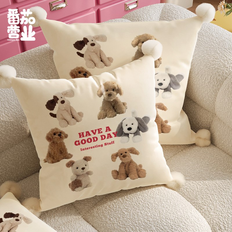 客厅沙发飘窗抱枕卡通奶油风车载靠枕腰枕办公室午睡靠垫家用摆件