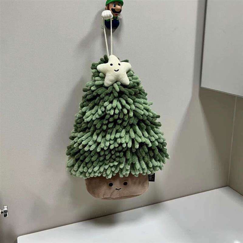 圣诞树擦手巾挂饰可爱雪尼尔超强吸水加厚防臭速干厨房卫生间浴室
