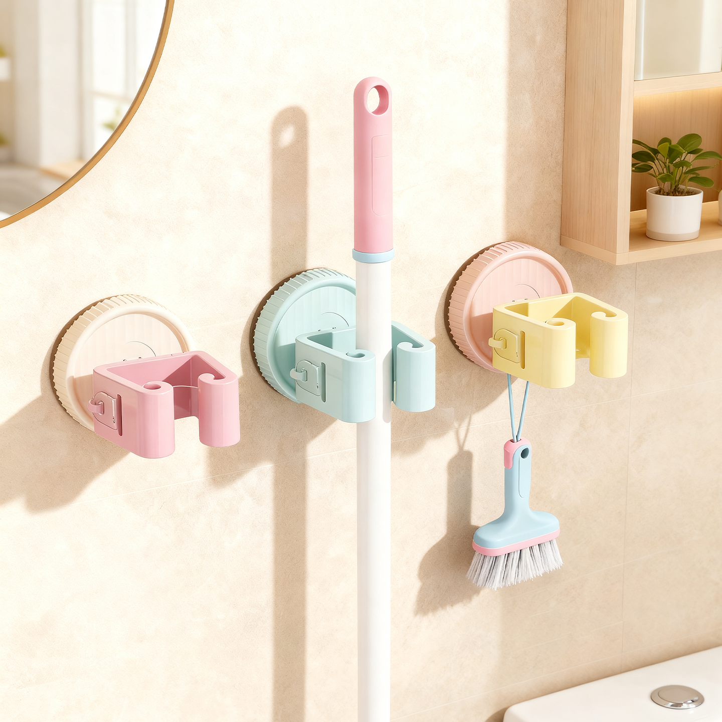 吸盘卫生间拖把壁挂夹免打孔