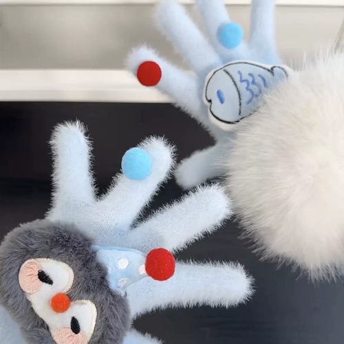 手套女冬季可爱小鱼企鹅分指手套