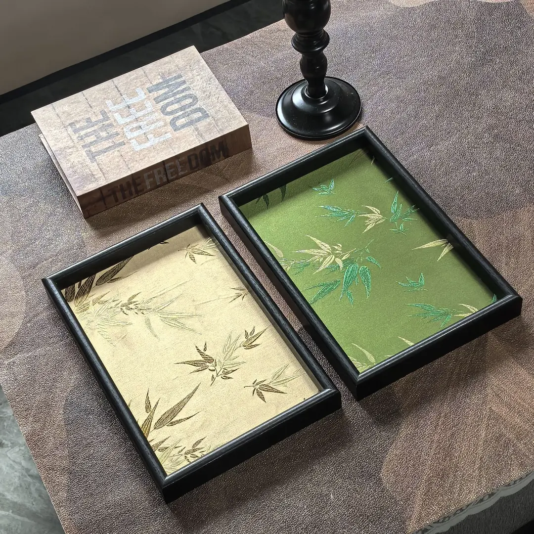仿刺绣光影竹叶款托盘收纳托盘置物盘小物件收纳盘客厅桌面托盘,家居饰品,香薰托盘,淘宝优惠券,粉丝福利购,淘宝优惠卷
